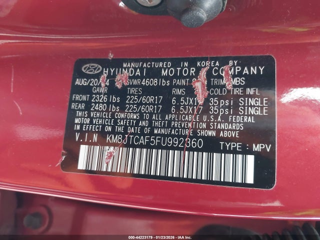 KM8JTCAF5FU992360 Hyundai TUCSON GLS
