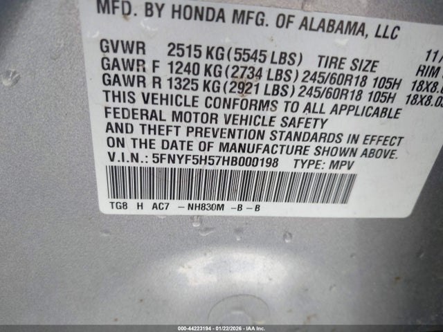 Honda Pilot Ex-l 2017 5FNYF5H57HB000198 Image 9