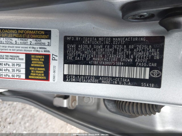 4T1BF1FK9HU751684 Toyota CAMRY SE