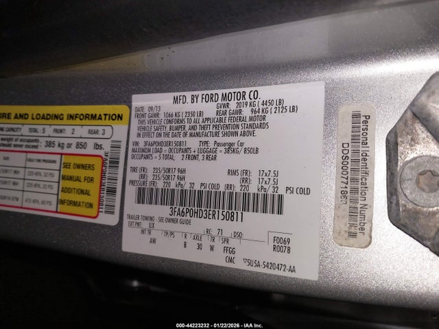 Ford FUSION SE 2014 3FA6P0HD3ER150811 Image 9