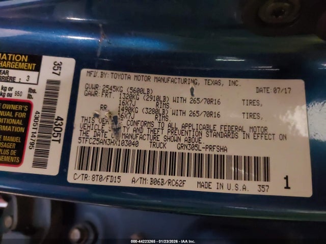 5TFCZ5AN3HX103040 Toyota Tacoma Trd Off Road