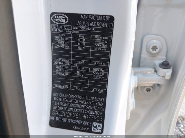 2020 LAND ROVER RANGE ROVER EVOQUE SALZP2FX5LH077903 Photo 8