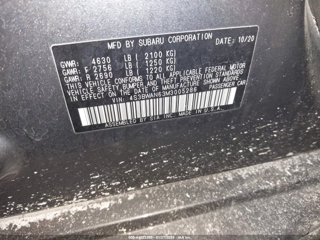 2021 SUBARU LEGACY 4S3BWAN63M3005286 Photo 8