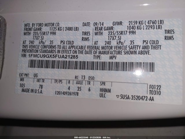 1FMCU9GX5FUA21285 Ford ESCAPE SE