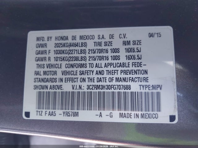 2015 HONDA CR-V 3CZRM3H30FG707688 Photo 8