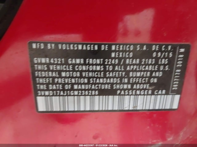 3VWD17AJ1GM236286 Volkswagen Jetta 1.8t Sport