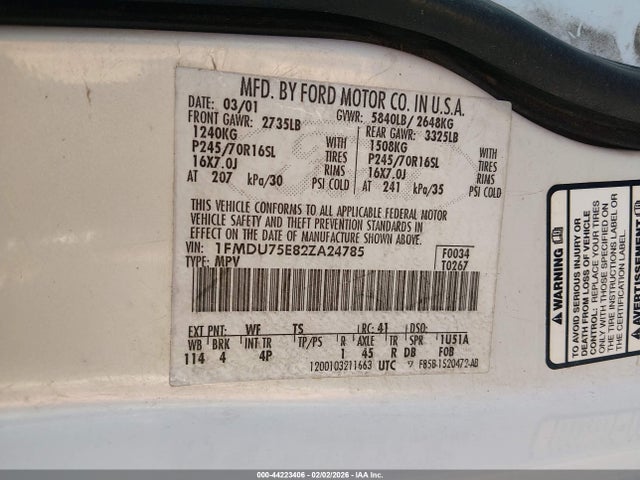 2002 FORD EXPLORER 1FMDU75E82ZA24785 Photo 8