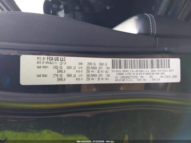 Продаж на аукціоні авто 2015 Dodge Durango Sxt, vin: 1C4RDHAG6FC737331, номер лоту: 44223420