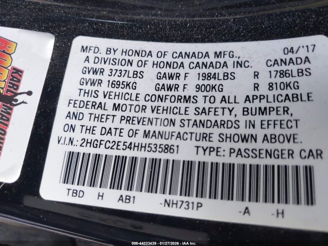 Honda Civic Lx 2017 2HGFC2E54HH535861 Image 9