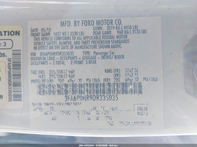 2013 FORD FUSION 3FA6P0HR9DR335035 Photo 8