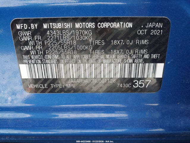 2022 MITSUBISHI OUTLANDER SPORT JA4ARUAU0NU001128 Photo 8