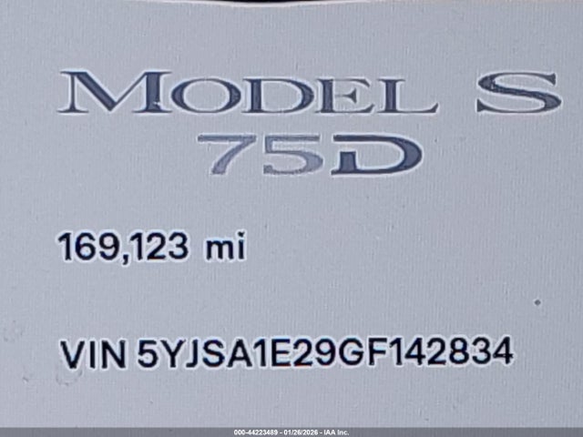 Продажа на аукционе авто 2016 Tesla Model S 60d/70d/75d/85d/90d, vin: 5YJSA1E29GF142834, номер лота: 44223489