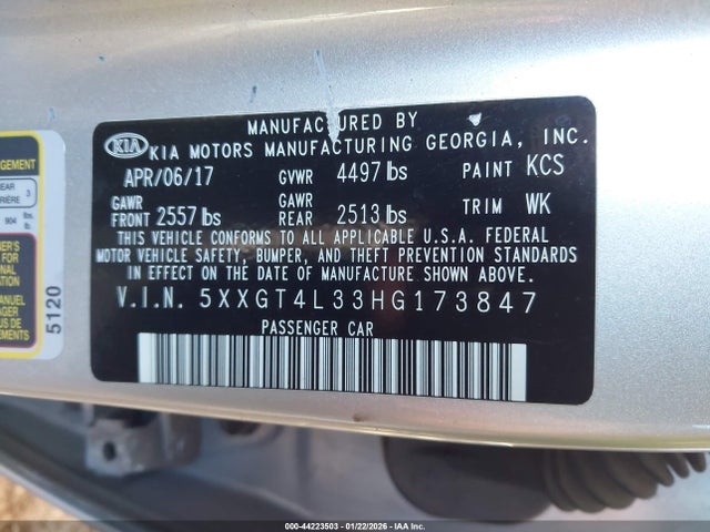 5XXGT4L33HG173847 KIA Optima Lx