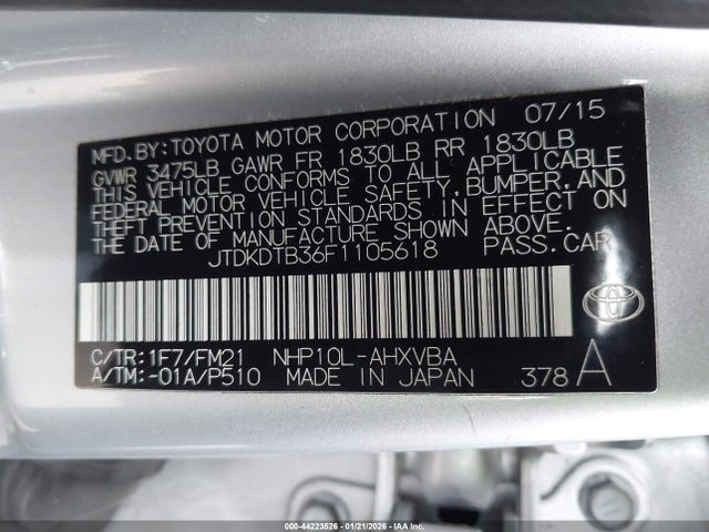 Toyota Prius C Two 2015 JTDKDTB36F1105618 Image 9