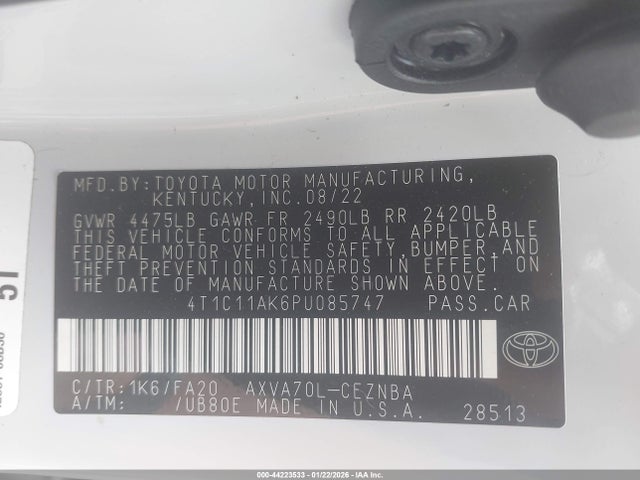 2023 TOYOTA CAMRY 4T1C11AK6PU085747 Photo 8