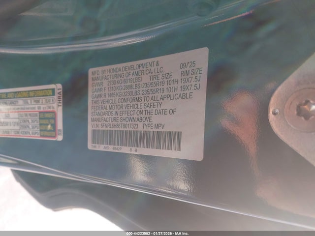 5FNRL6H86TB017323 Honda Odyssey Touring
