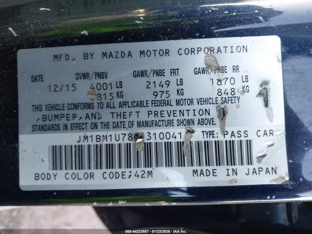 Продажа на аукционе авто 2016 Mazda Mazda3 I Sport, vin: JM1BM1U78G1310041, номер лота: 44223587