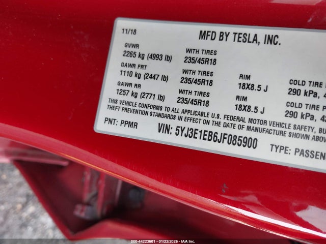 2018 TESLA MODEL 3 5YJ3E1EB6JF085900 Photo 8