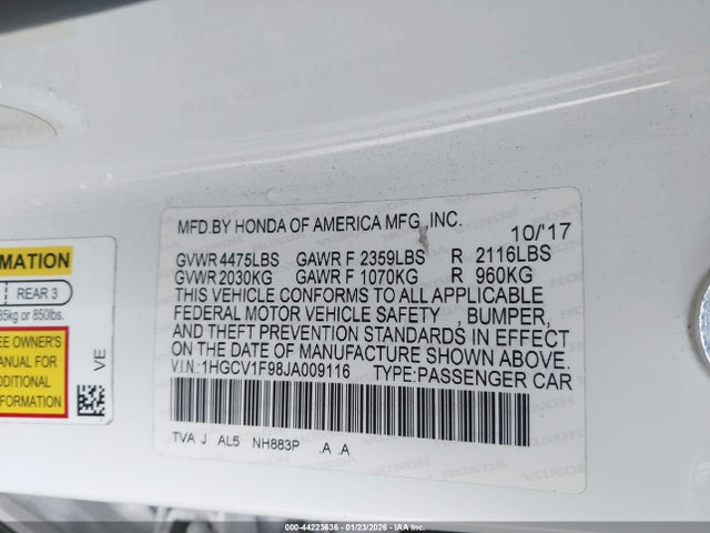1HGCV1F98JA009116 Honda Accord Touring
