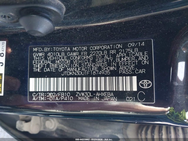 JTDKN3DU1F1874935 Toyota Prius Two