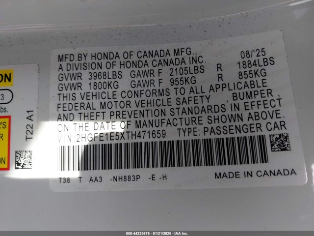 Honda CIVIC SI SEDAN 2026 2HGFE1E5XTH471659 Image 9
