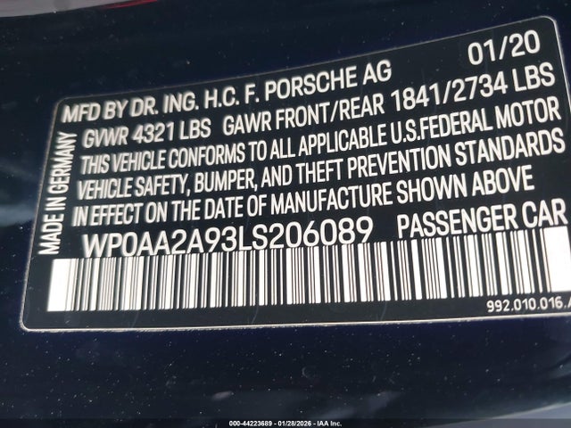 2020 PORSCHE 911 WP0AA2A93LS206089 Photo 8