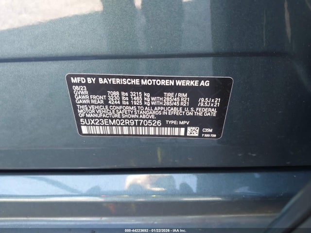 5UX23EM02R9T70526 BMW X7 Xdrive40i