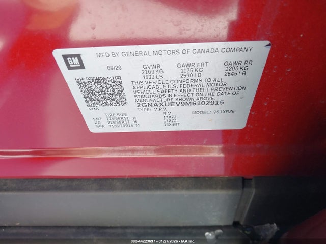 2021 CHEVROLET EQUINOX 2GNAXUEV9M6102915 Photo 8