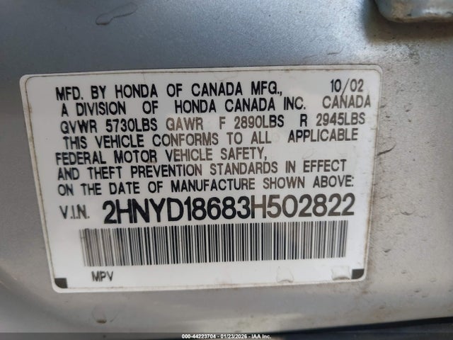 2003 ACURA MDX 2HNYD18683H502822 Photo 8