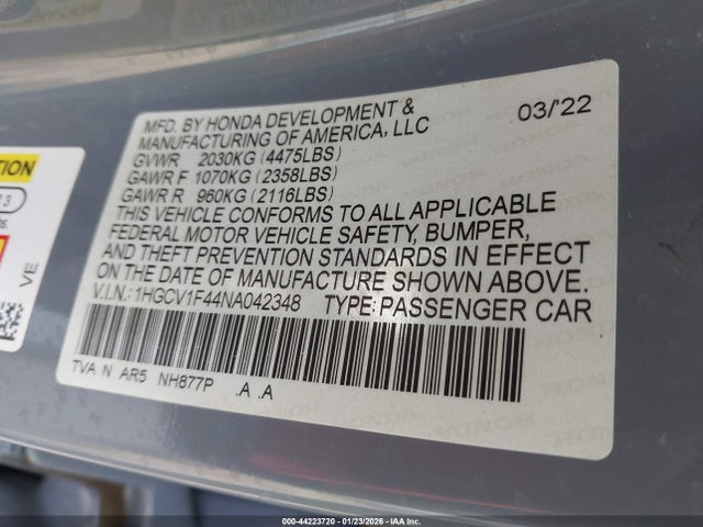 1HGCV1F44NA042348 Honda Accord Sport Special Edition