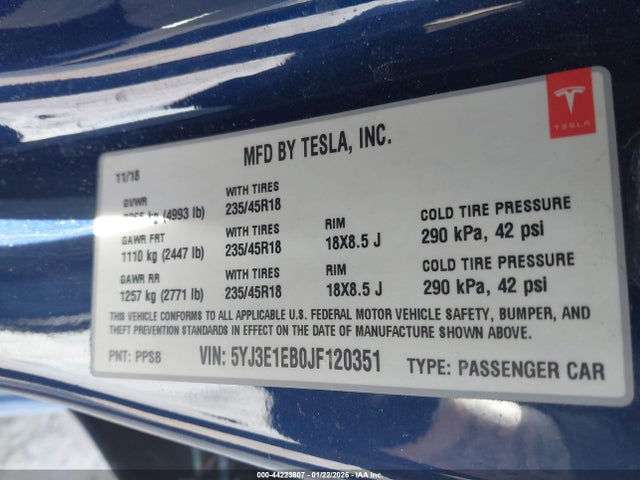 2018 TESLA MODEL 3 5YJ3E1EB0JF120351 Photo 8