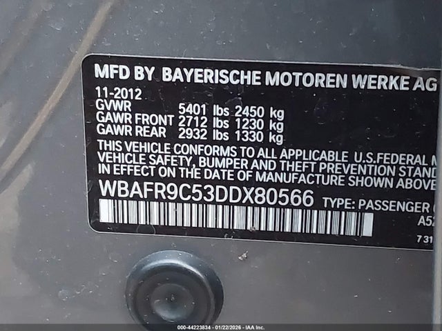 2013 BMW 550I WBAFR9C53DDX80566 Photo 8