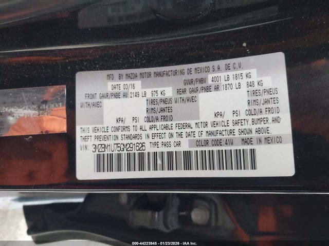 3MZBM1U75GM291626 Mazda Mazda3 I Sport