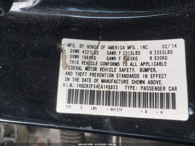 Honda Accord Sport 2014 1HGCR2F54EA149600 Image 9