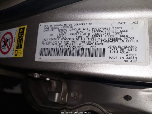 2003 TOYOTA 4RUNNER JTEBT17R330014047 Photo 8