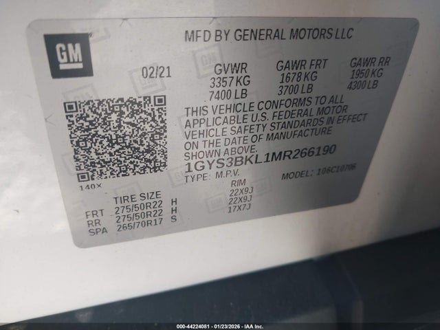 2021 CADILLAC ESCALADE 1GYS3BKL1MR266190 Photo 8