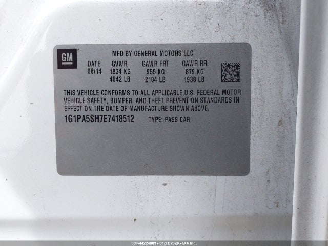 1G1PA5SH7E7418512 Chevrolet Cruze Ls Auto