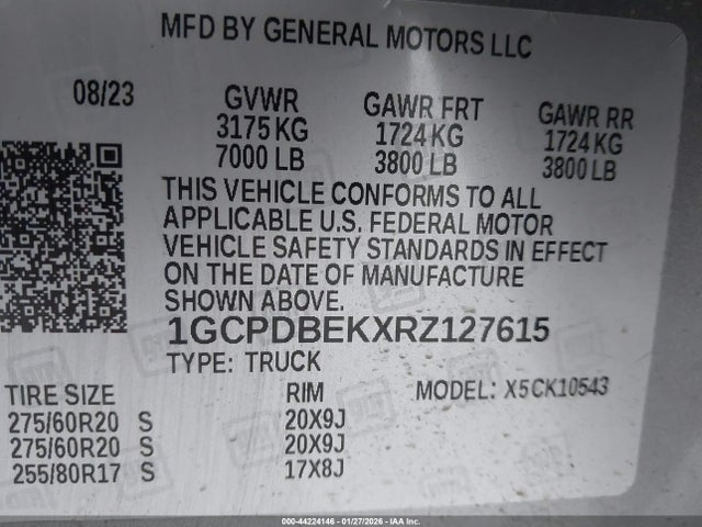 1GCPDBEKXRZ127615 Chevrolet Silverado 1500 4wd Short Bed Custom