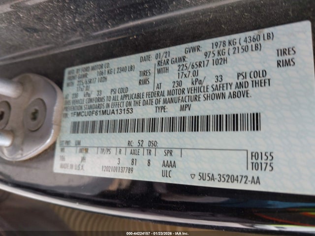 2021 FORD ESCAPE 1FMCU0F61MUA13153 Photo 8