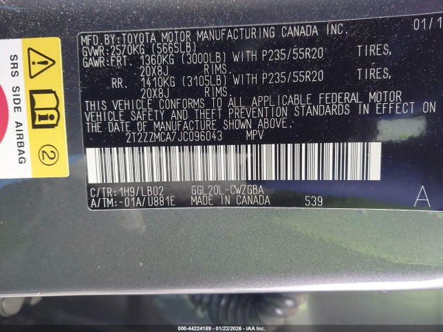 44224189 :رقم المزاد ، 2T2ZZMCA7JC096043 vin ، 2018 Lexus Rx 350 مزاد بيع