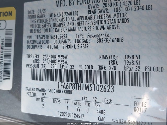 2021 FORD MUSTANG 1FA6P8TH1M5102623 Photo 8