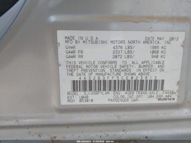 2012 MITSUBISHI GALANT 4A32B3FF5CE023813 Photo 8