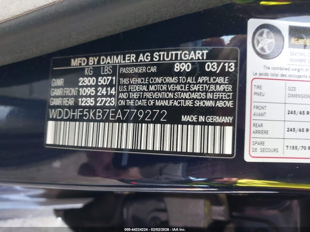 44224224 :رقم المزاد ، WDDHF5KB7EA779272 vin ، 2014 Mercedes-benz E 350 مزاد بيع