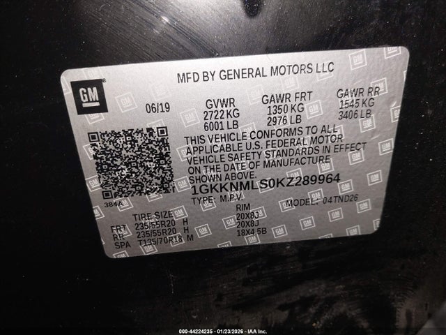 2019 GMC ACADIA 1GKKNMLS0KZ289964 Photo 8