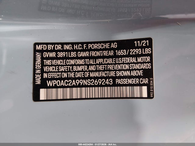 2022 PORSCHE 911 WP0AC2A99NS269243 Photo 8