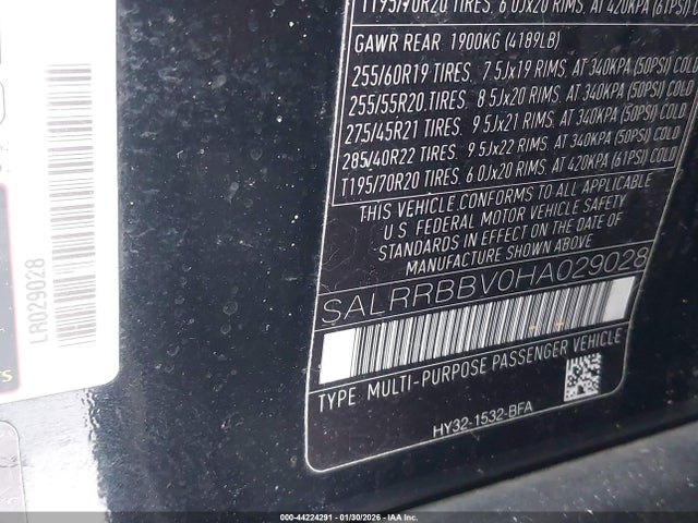 SALRRBBV0HA029028 Land Rover Discovery Hse