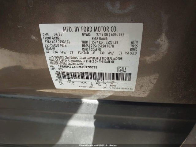 2021 FORD EXPLORER 1FM5K7LC9MGB70039 Photo 8