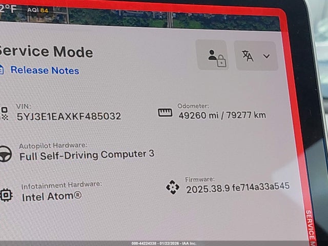 Продаж на аукціоні авто 2019 Tesla Model 3 Long Range/mid Range/standard Range/standard Range Plus, vin: 5YJ3E1EAXKF485032, номер лоту: 44224338