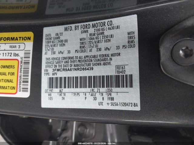 3FMCR9A61NRD86439 Ford Bronco Sport