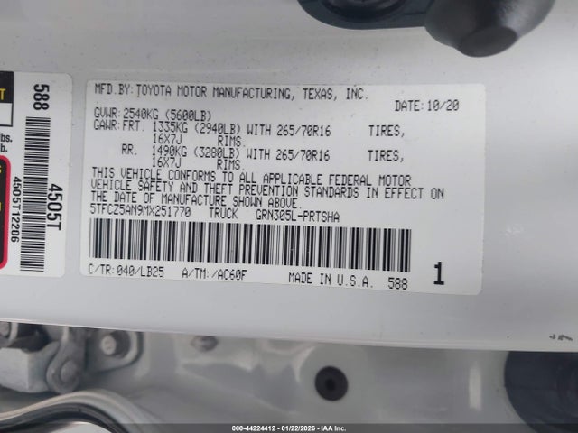 5TFCZ5AN9MX251770 Toyota Tacoma Trd Pro
